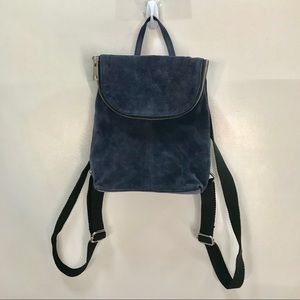 NWOT ASOS Suede Mini Foldover Backpack (Navy)